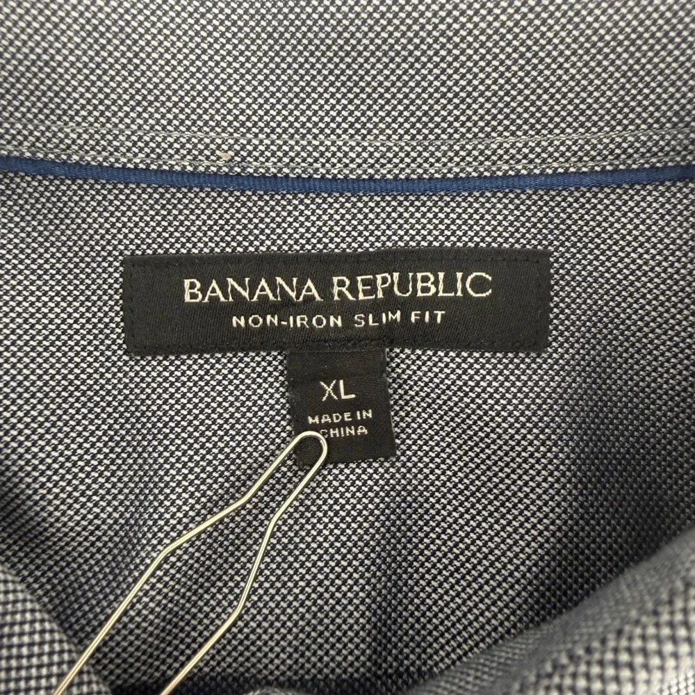 Banana Republic Mens XL Gray Non-Iron Slim Fit French Cuff Dress Shirt 1772